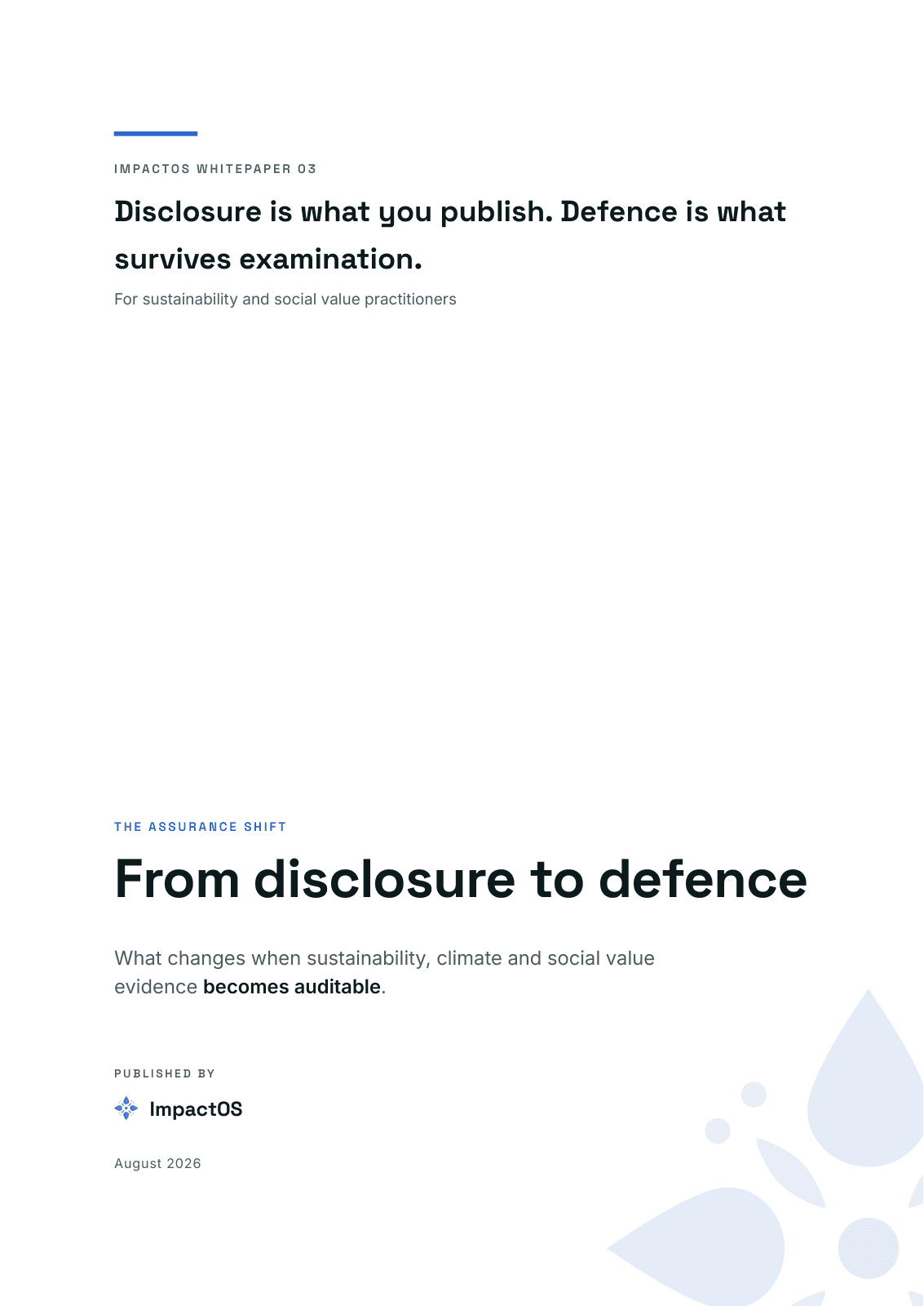From disclosure to defence: ImpactOS whitepaper cover